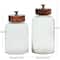 Clear Glass Canisters with Brown Removable Lids Set
